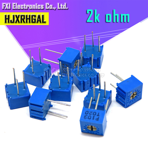 10 pièces 3362P-1-202LF 3362 P 2K ohm 3362P-1-202 3362P-202 3362 P202 202 Trimpot Potentiomètre Réglable Résistance Variable ► Photo 1/2