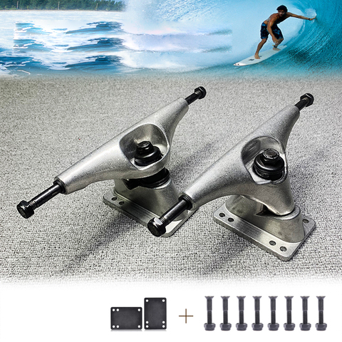 Camion pour skateboard, skateboard, noir et argent, 6.25 pouces, skateboard, planche à poissons, support de direction pour planche longue ► Photo 1/4