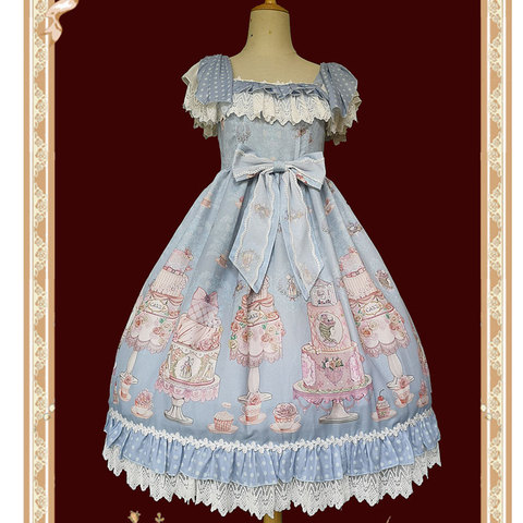 Le Salon du gâteau ~ robe Lolita JSK douce robe Empire en mousseline de soie par Infanta ► Photo 1/6