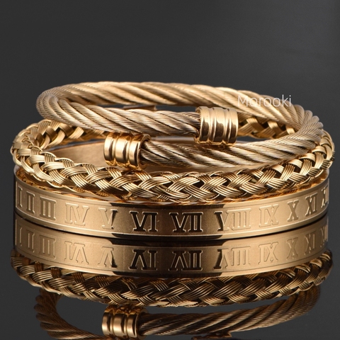 Bracelet classique pour hommes, offre spéciale, bijoux de luxe, fait à la main, avec boucle ouverte, corde de chanvre, bijoux de luxe, 3 pièces/ensemble ► Photo 1/6