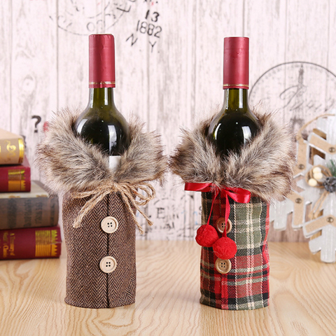 Décoration de nouvel an, bouteille de vin, vêtements, décoration pour noël, pour la maison, décoration de noël, noël, 2022 ► Photo 1/6