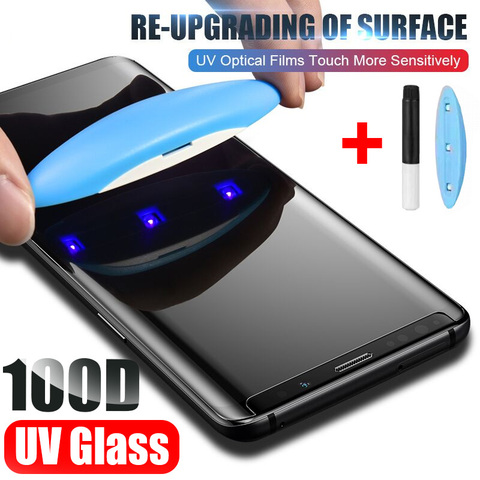 Verre trempé UV pour Samsung Galaxy S9 S8 S10 Plus Note 8 9 10 100D protecteur d'écran liquide complet pour Samsung S8 S7 bord verre ► Photo 1/6