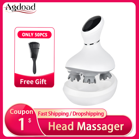 AGDOAD Smart tête cuir chevelu masseur USB charge sans fil appareil de Massage de la tête Stress détendre corps dos masseur pour prévenir la perte de cheveux ► Photo 1/6