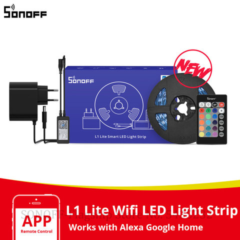 Itead SONOFF – bande lumineuse intelligente LED L1 Lite, 5M, RGB, Wifi, ue/US, minuterie, commande de groupe, danse avec musique, fonctionne avec Alexa Google Home ► Photo 1/6