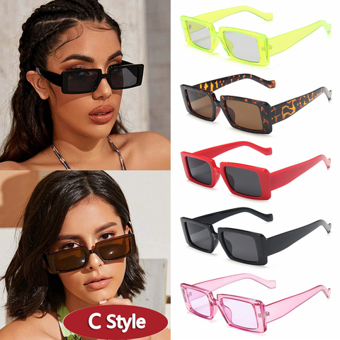 2022 nouvelle mode large cadre petit Rectangle lunettes de soleil femmes nuances Vintage lunettes UV400 couleur bonbon cyclisme lunettes de soleil ► Photo 1/6