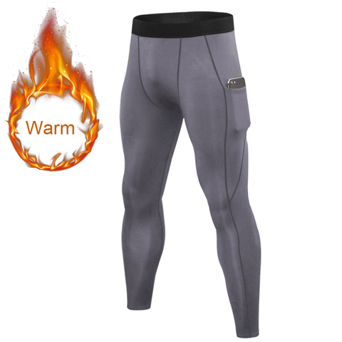 Collants de Compression en molleton thermique pour hommes, sous-vêtements thermiques longs, pour l'hiver ► Photo 1/6