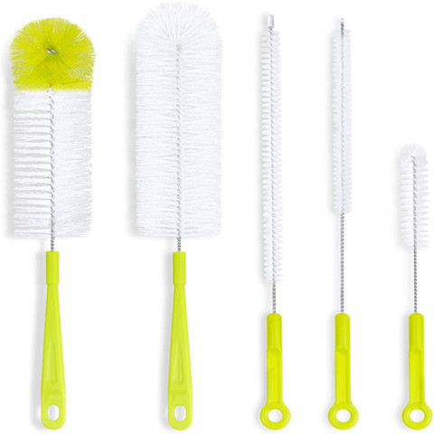 Ensemble de brosses de nettoyage à manche Long, 5 pièces, pour biberons à bouche étroite, Bong, lavage de bouteilles d'eau de sport, nettoyeur de tubes en verre ► Photo 1/6