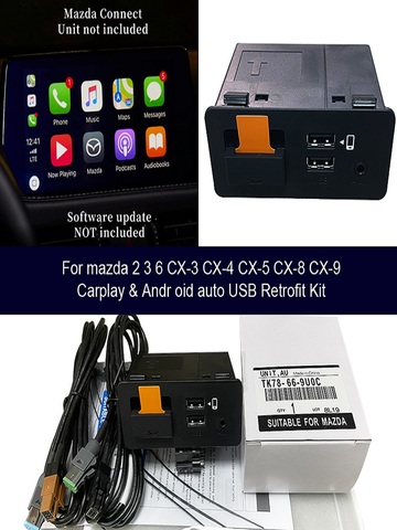 Adaptateur USB hub AUX Apple CarPlay et Android Auto pour Mazda 3 Mazda 6 Mazda 2 Mazda CX5 CX9 CX3 MX5 Mazda CX-5 CX-9 CX-3 MX-5 ► Photo 1/5