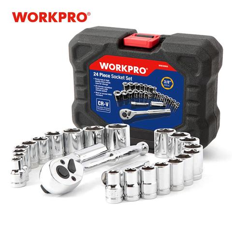 WORKPRO 24PC jeu d'outils clé dynamométrique jeu de douilles 3/8 