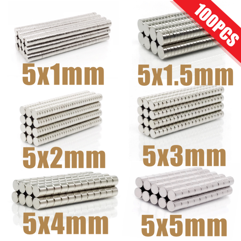 Aimants ronds N35 Super puissants, Mini aimants permanents N35 5x1 5x100 5x2 5x3 5x4 5x5mm, 1.5 pièces ► Photo 1/6