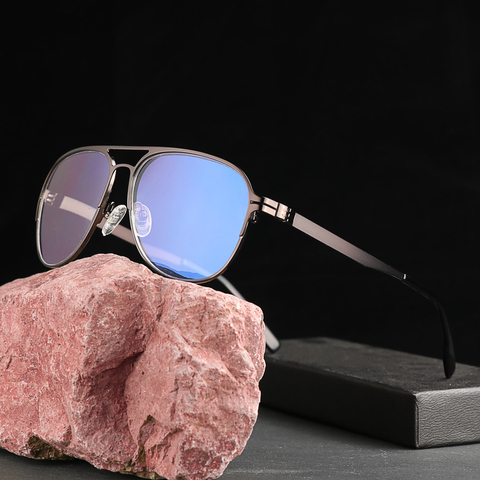 Lunettes de lecture progressives multifocales Anti-bleu, en alliage de titane, Zoom intelligent, verre presbyte pour hommes ► Photo 1/5