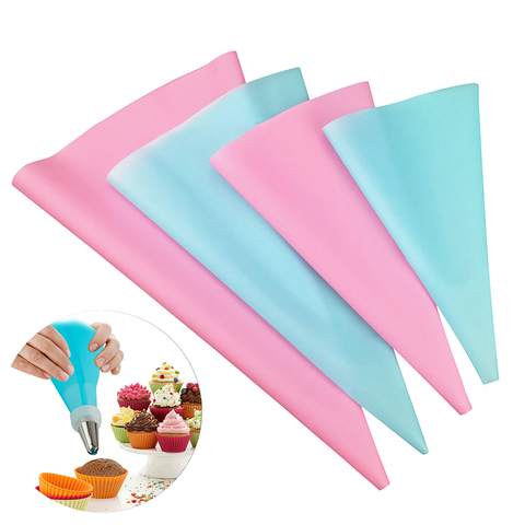 Sacs à pâtisserie en Silicone, 4 tailles, outils de décoration de cuisson réutilisable en matériau EVA pour pâtisserie crème, sacs avec buse de compression, sacs à pâtisserie, gâteaux ► Photo 1/6