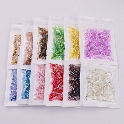 10g perles de rocaille mélangées Multi couleurs et taille ronde Bugle Tube perle de verre pour bricolage bijoux vêtements perles accessoires de broderie ► Photo 1/6