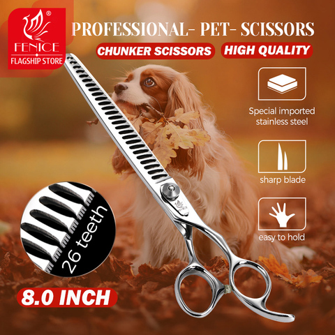 Fenice – ciseaux professionnels pour chiens, 8 pouces, 26 dents, accessoires de toilettage pour animaux de compagnie, ciseaux amincissants, fournisseur de coupe de poils d'animaux ► Photo 1/6