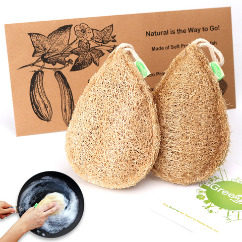 2 pièces écologique naturel luffa cuisine éponge multicouche organique épurateur de légumes Anti-huile plat bol Pot nettoyage gommage ► Photo 1/6