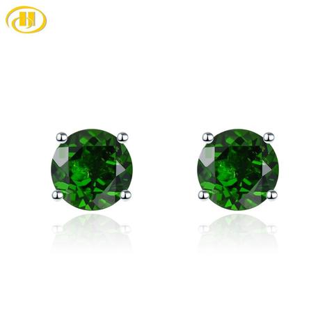 Véritable vert Chrome Diopside solide 925 argent boucle d'oreille femmes bijoux fins multi-couleur pierre de naissance cadeaux Style classique ► Photo 1/6