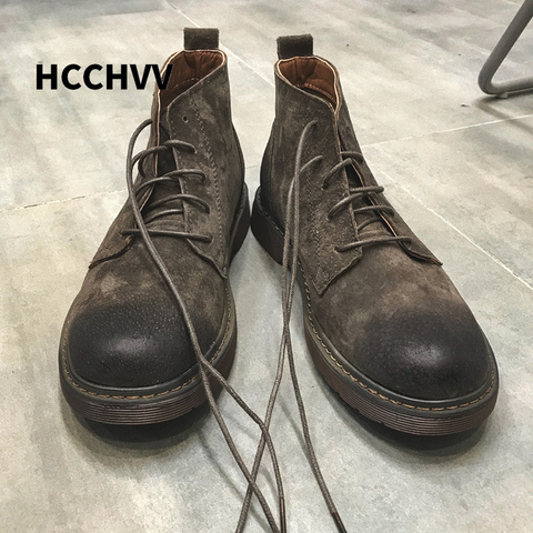 Automne hiver chaussures pour hommes en plein air outillage bottes bottes en coton haute pour aider daim plus velours épais bottes en cuir chaud ► Photo 1/6