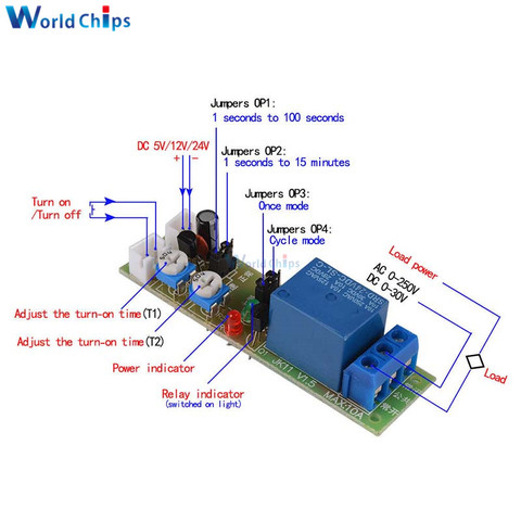 JK11 Module de relais de retard de Cycle cc 5V 12V 24V interrupteur marche/arrêt alimentation 0-15Min 0-60Min relais de minuterie de Cycle avec câble ► Photo 1/6