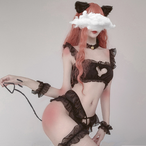 Uniforme de fille, Costume de tentation de mariage, robe Cosplay, Sexy, Lingerie érotique siamaise, Style ouvert, lapin pur, fille, chat adorable ► Photo 1/6