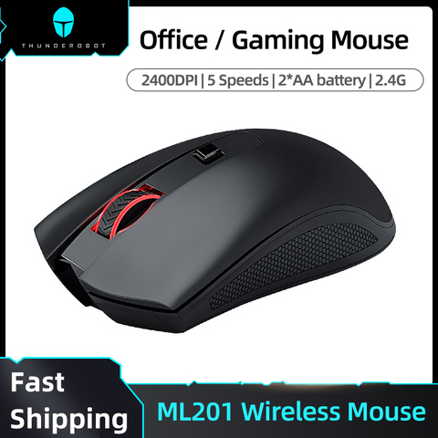 ThundeRobot ML201 Professionnel Sans Fil Souris Gamer 2400DPI 5 Boutons 2.4G pour le Gaming 2.4GHz Ordinateur Portable Tablette PC Souris ► Photo 1/6