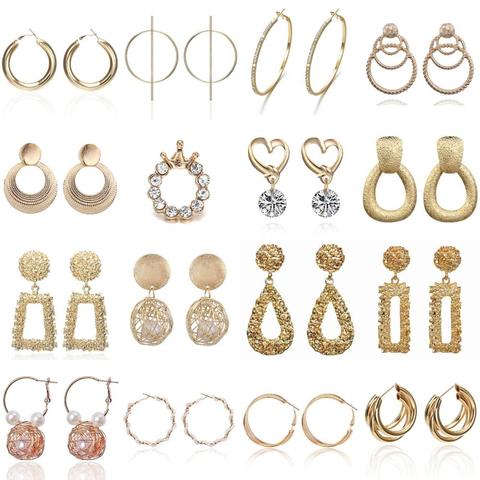 Boucles d'oreilles rondes et géométriques pour femmes, bijoux féminins à la mode ► Photo 1/6
