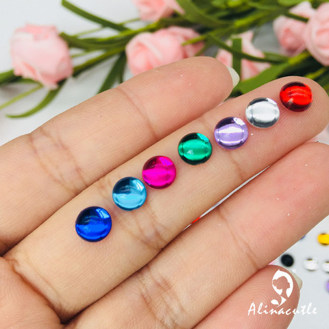 Gemmes 4mm/6mm, Surface brillante en cristal à dos plat, pierres précieuses acryliques, paillettes nail art vêtements, pierres de shakes scrapbooking ► Photo 1/6