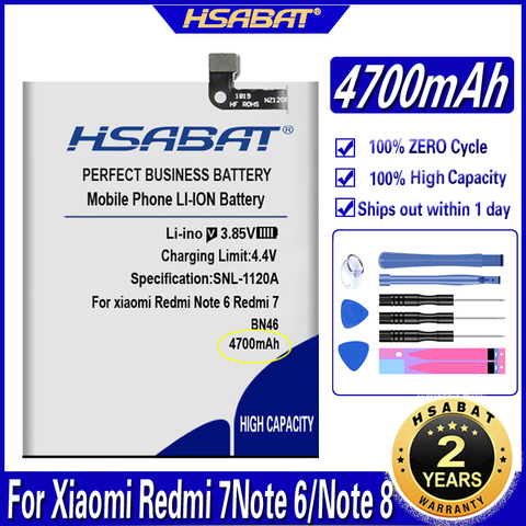 HSABAT BN46 4700mAh batterie pour Xiaomi Redmi 7 Redmi7 Redmi Note 6 Redmi Note6 Note8 Note 8 Batteries ► Photo 1/6