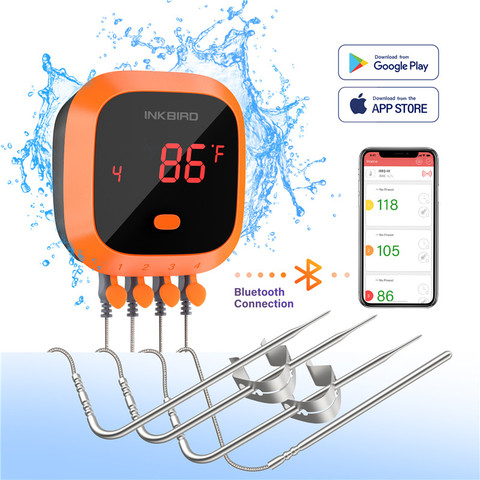 Inkbird Imperméable IBT-4XC Bluetooth Thermomètre Numérique BBQ USB Batterie Rechargeable Avec Sonde et Minuterie Pour Four Grille-Viande Fumeur ► Photo 1/6