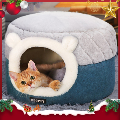 HOOPET chat lit maison doux en peluche chenil chiot coussin petits chiens chats nid hiver chaud dormir animal de compagnie chien lit tapis fournitures ► Photo 1/6