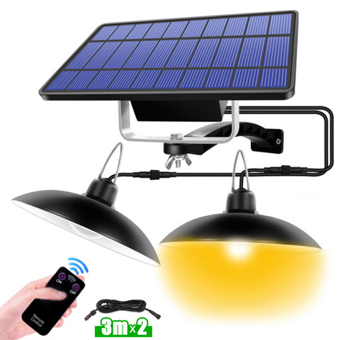 Lumières solaires IP65 étanche lampe solaire éclairage double tête Led jardin extérieur suspension intérieure avec ligne pour Camping maison ► Photo 1/6