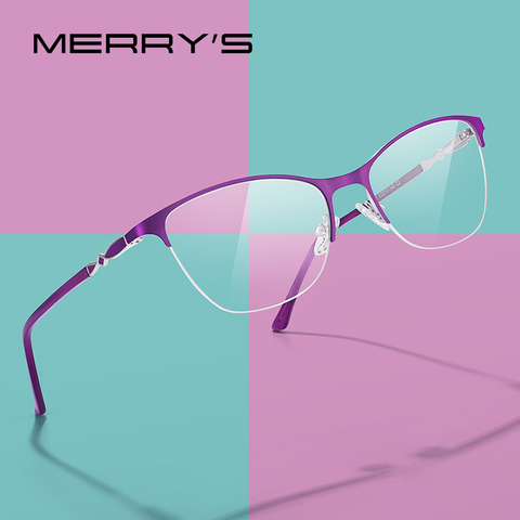 MERRYS-lunettes yeux de chat pour femmes, demi-monture pour dames, monture tendance, Prescription pour myopie, lunettes optiques, S2007 ► Photo 1/6