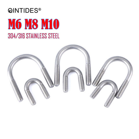 QINTIDES M6 M8 M10 boulons U style 304/316 acier inoxydable en forme de U vis en forme de U boucle boulon en forme de U collier de serrage ► Photo 1/6