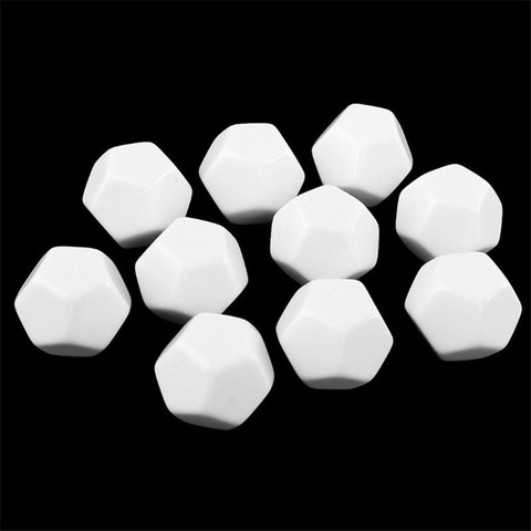 5 pièces D12 blanc blanc jaune couleur dés 12 faces peut être écrit par marqueur stylo pour jeux de société accessoires 22mm ► Photo 1/5