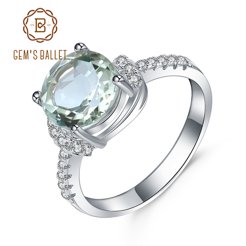 Gem's Ballet 2,73ct, bague en pierre précieuse d'améthyste verte naturelle, marque de mariage, bague en argent Sterling 925 pour femmes, cadeau de saint-valentin ► Photo 1/6