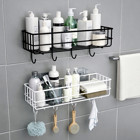 Étagère flottante murale pour salle de bain, support pour shampoing, sèche-cheveux, support de rangement pour douche, accessoires WC, organisateur de cuisine collant ► Photo 1/6