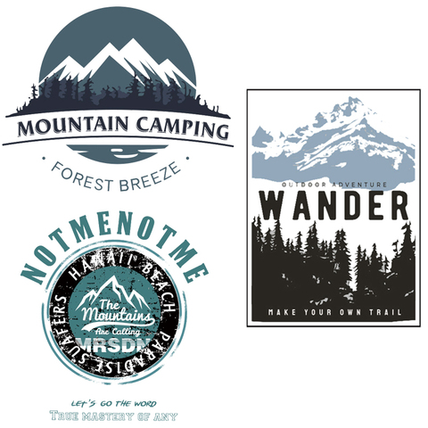 Montagne camping randonnée patch fer sur transfert chaleur chaude Applique autocollants thermiques sur vêtements parches pour vêtements veste rayure ► Photo 1/6