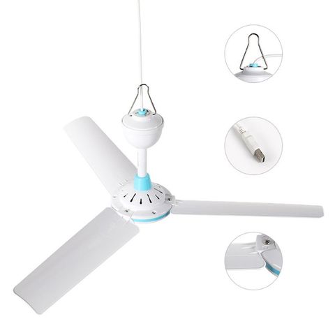 Ventilateur de plafond universel de qualité supérieure, 5V, refroidisseur d'air suspendu, alimenté par USB, pour tente, lit, maison, Camping, extérieur, bureau ► Photo 1/6