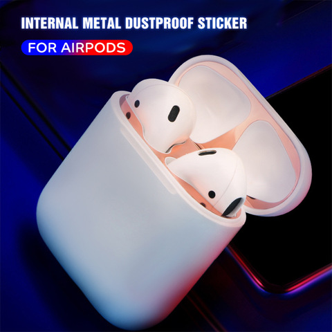 Nouveau pour Apple Airpods boîte feuille Protection contre la poussière autocollant métal mélangé matériel pour Airpods anti-poussière couverture intérieure Patch accessoires ► Photo 1/6