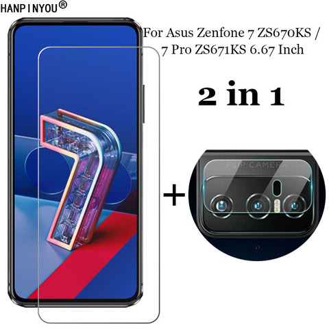 Verre trempé 2-en-1 pour Asus Zenfone 7 ZS670KS / 7 Pro ZS671KS Film de Protection d'objectif de caméra + protecteur d'écran avant ► Photo 1/6