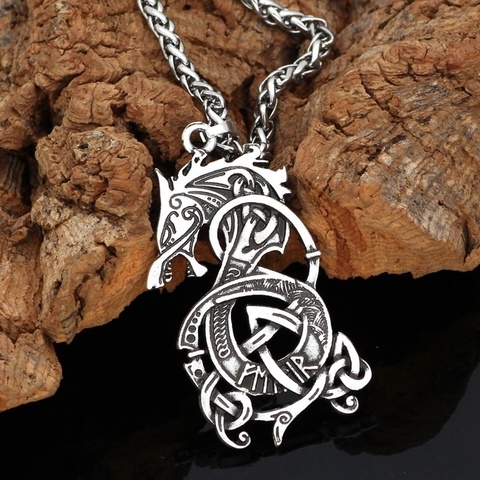 2022 nouvelle mode hommes en acier inoxydable pendentif collier rétro Viking Dragon pendentif collier bijoux ► Photo 1/6