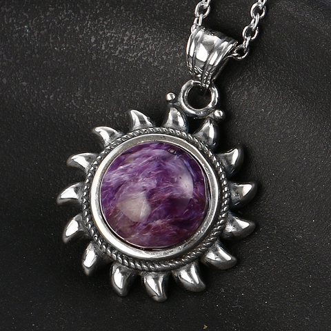 Nasiya – collier Charoite violet en argent Sterling S925, style Vintage, naturel, cadeau pour femmes ► Photo 1/6