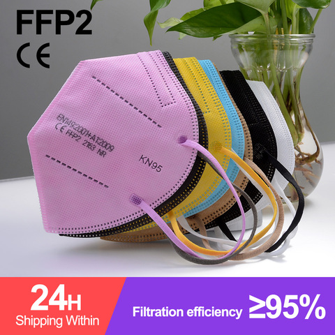 Masque facial rose FFP2 KN95, 5 couches, réutilisable, respirant, protection buccale contre la poussière, PM2.5, avec Ventilation ► Photo 1/6