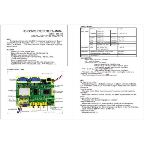 Carte adaptateur de convertisseur vidéo HD GBS-8220 D08A pour jeu d'arcade RGB/CGA/EGA/YUV à double VGA ► Photo 1/5