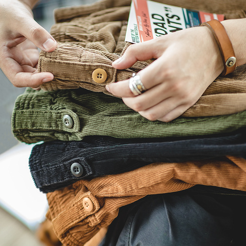 Maden Vintage marron velours côtelé pantalon hommes solide Harajuku pantalon droit Cargo rétro décontracté Streetwear pantalon Safari bas ► Photo 1/6