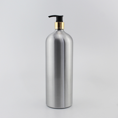 Bouteille en aluminium vide avec pompe pour crème, conteneur en métal, bouteille d'huile pour cosmétiques, distributeur de savon liquide 1l de 1000ML ► Photo 1/6