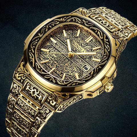 Mode montre à quartz hommes marque ONOLA luxe rétro or acier inoxydable montre hommes or hommes montre reloj hombre ► Photo 1/6