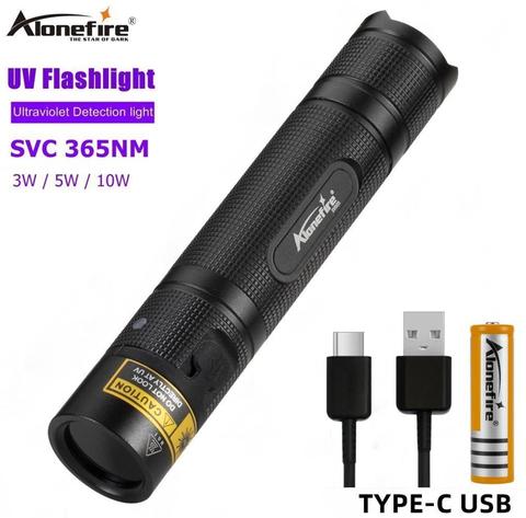 AloneFire-lampe torche UV SV005 365nm, lampe torche Ultra violette Invisible USB, lumière noire, détecteur de taches d'urine d'animaux de compagnie Scorpion ► Photo 1/6