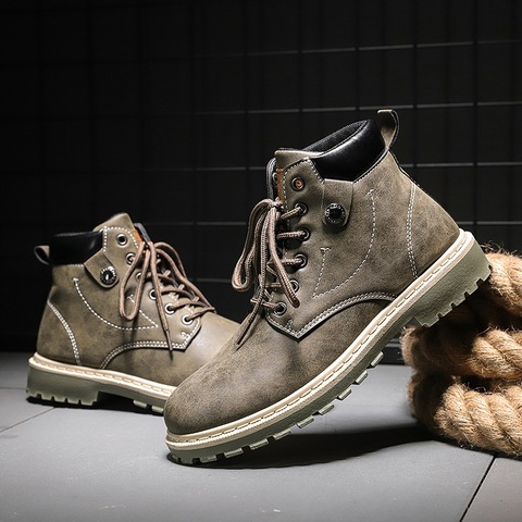 Hommes hiver cuir hommes imperméable en caoutchouc neige bottes loisirs moto bottes angleterre rétro chaussures pour hommes 2022 nouveau ► Photo 1/5