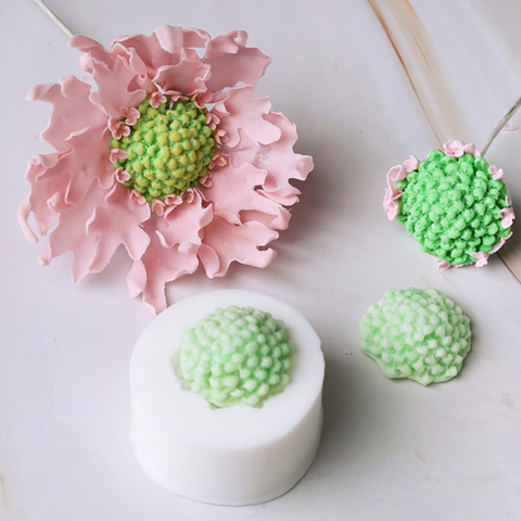 Scabiosa – moule en Silicone en étamine pour décoration de gâteaux fondants, petits gâteaux, Sugarcraft, biscuits, bonbons, cartes et outils de cuisson en argile ► Photo 1/5