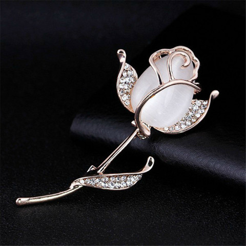 Rose fleur broches opale pierre strass broche pour femmes costume broches mode vêtements de mariage bijoux accesorios mujer cadeaux ► Photo 1/6